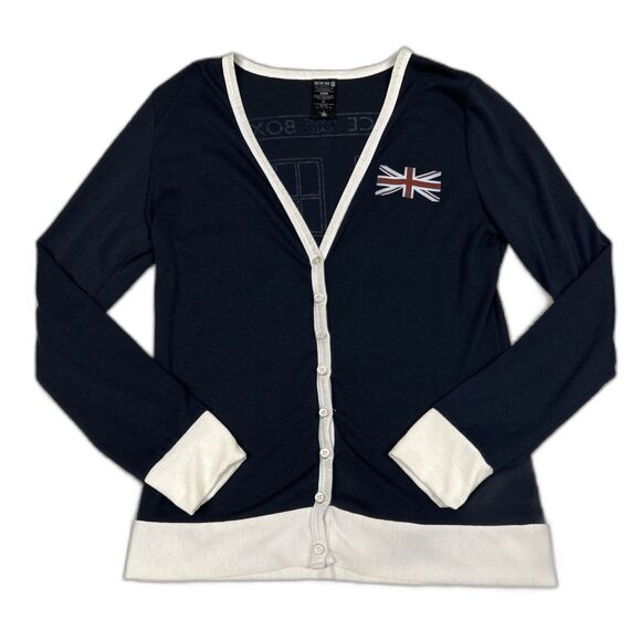 Doctor Who Sweaters - Doctor Who Her Universe Cardigan Sweater Womens XL Hot Topic Cosplay Navy